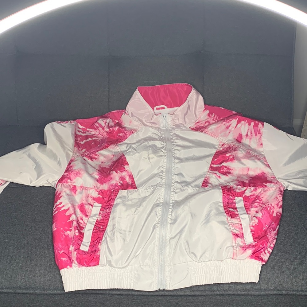 “New look sport” retro pink tyedie windbreaker